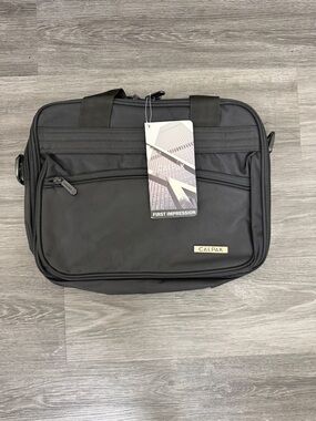 Calpak Black Men's Laptop Briefcase with Front Organizer